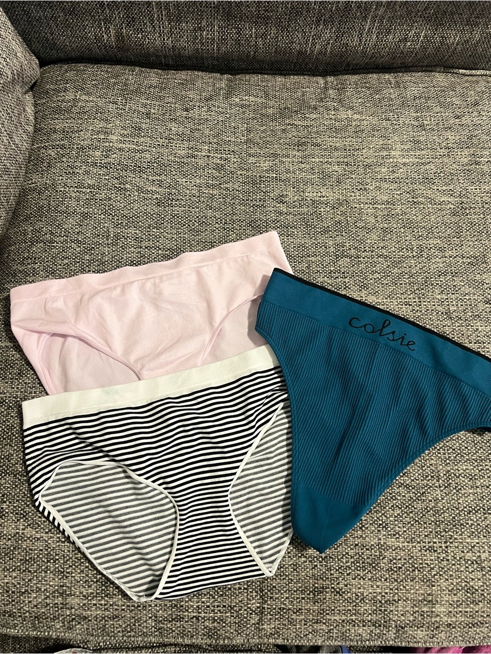 Colsie & Auden Brand Women’s Underwear - Pink, Teal & Black/White Stripe Size S